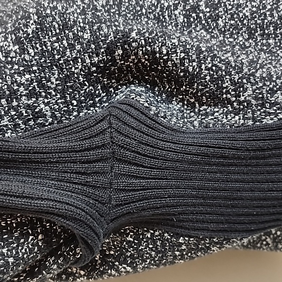 Loft Marled Black Tweed Knit Moto Jacket Sweater Embellished Spring Mobwife - Picture 9 of 15